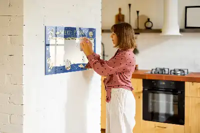 Popisovatelná magnetická tabule vesmírný týdenní plánovač