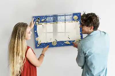 Popisovatelná magnetická tabule vesmírný týdenní plánovač