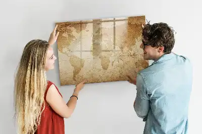 Magnetická kreslící tabule s motivem vintage mapy světa