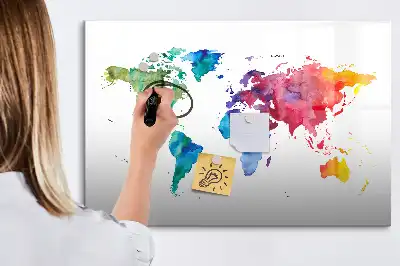 Magnetická kreslicí tabule ve stylu akvarelové mapy světa