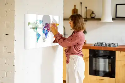 Magnetická kreslicí tabule ve stylu akvarelové mapy světa