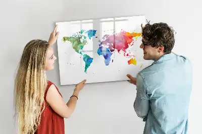 Magnetická kreslicí tabule ve stylu akvarelové mapy světa