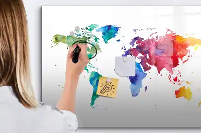 Magnetická kreslicí tabule ve stylu akvarelové mapy světa