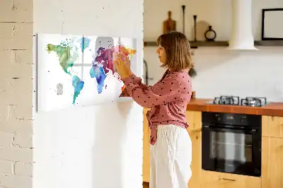 Magnetická kreslicí tabule ve stylu akvarelové mapy světa