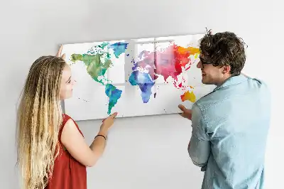 Magnetická kreslicí tabule ve stylu akvarelové mapy světa
