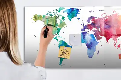 Magnetická kreslicí tabule ve stylu akvarelové mapy světa