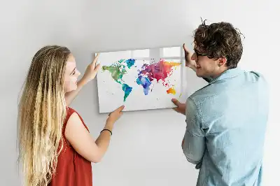 Magnetická kreslicí tabule ve stylu akvarelové mapy světa
