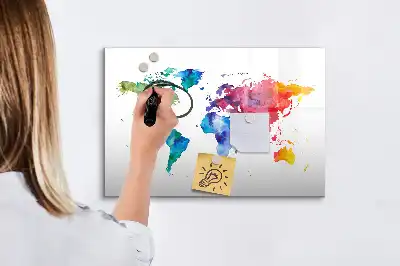 Magnetická kreslicí tabule ve stylu akvarelové mapy světa