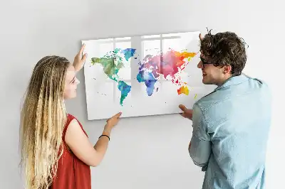 Magnetická kreslicí tabule ve stylu akvarelové mapy světa