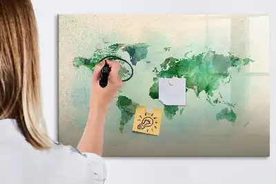 Magnetická kreslící tabule s motivem akvarelové mapy světa