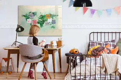 Magnetická kreslící tabule s motivem akvarelové mapy světa