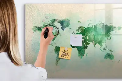 Magnetická kreslící tabule s motivem akvarelové mapy světa
