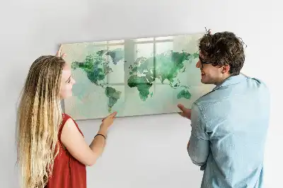 Magnetická kreslící tabule s motivem akvarelové mapy světa
