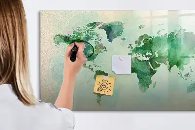 Magnetická kreslící tabule s motivem akvarelové mapy světa