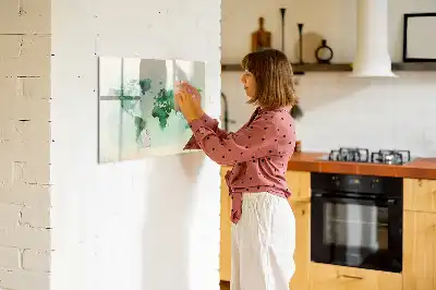 Magnetická kreslící tabule s motivem akvarelové mapy světa