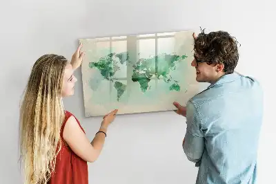 Magnetická kreslící tabule s motivem akvarelové mapy světa