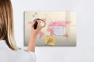 Magnetická popisovatelná tabule s motivem akvarelové mapy světa