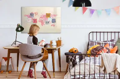 Magnetická popisovatelná tabule s motivem akvarelové mapy světa