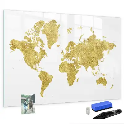 Magnetická kreslící tabule zlatá mapa světa