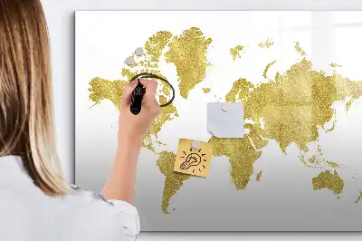 Magnetická kreslící tabule zlatá mapa světa