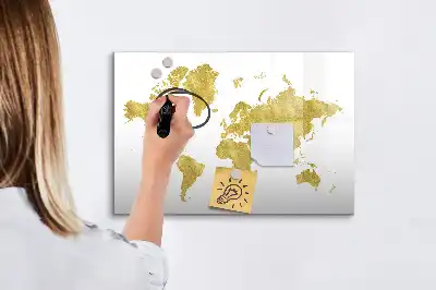 Magnetická kreslící tabule zlatá mapa světa