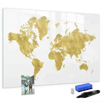 Magnetická kreslící tabule zlatá mapa světa