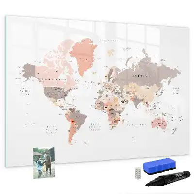 Magnetická mapa světa popisovatelná tabule