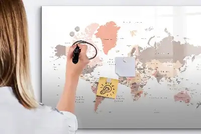 Magnetická mapa světa popisovatelná tabule