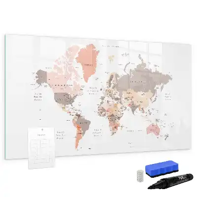 Magnetická mapa světa popisovatelná tabule