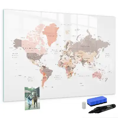 Magnetická mapa světa popisovatelná tabule