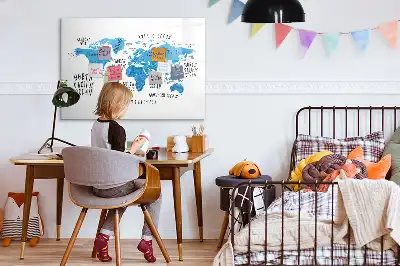 Magnetická popisovatelná tabule s motivem modré mapy Země