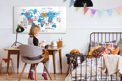 Magnetická popisovatelná tabule s motivem modré mapy Země