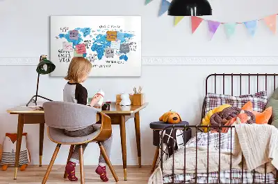 Magnetická popisovatelná tabule s motivem modré mapy Země