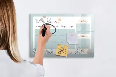 Popisovatelná magnetická tabule týdenní harmonogram