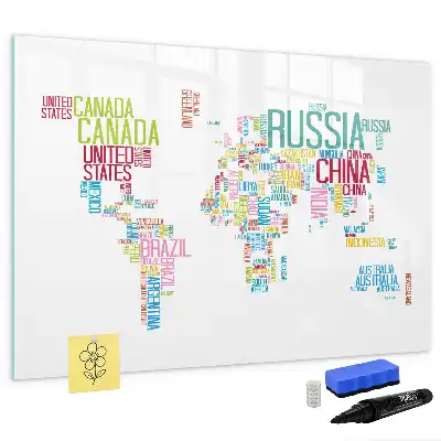 Magnetická nástěnná mapa světa s popisovatelným povrchem