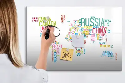 Magnetická nástěnná mapa světa s popisovatelným povrchem