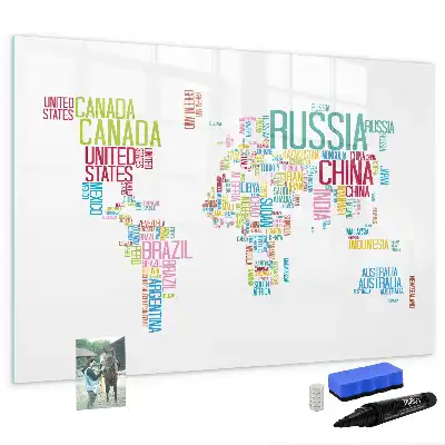 Magnetická nástěnná mapa světa s popisovatelným povrchem