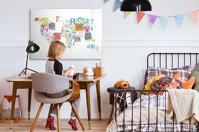 Magnetická nástěnná mapa světa s popisovatelným povrchem