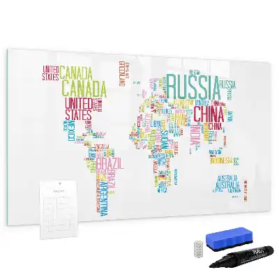 Magnetická nástěnná mapa světa s popisovatelným povrchem
