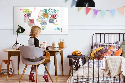 Magnetická nástěnná mapa světa s popisovatelným povrchem