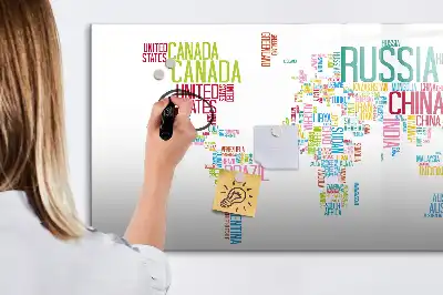 Magnetická nástěnná mapa světa s popisovatelným povrchem