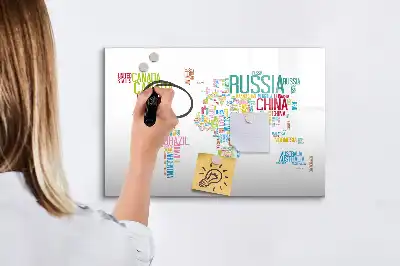 Magnetická nástěnná mapa světa s popisovatelným povrchem