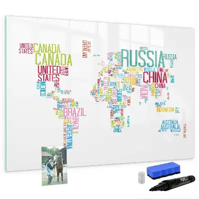 Magnetická nástěnná mapa světa s popisovatelným povrchem