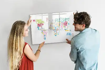 Magnetická nástěnná mapa světa s popisovatelným povrchem