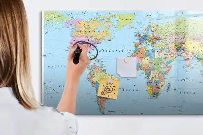 Magnetická kreslící tabule s motivem mapy světa