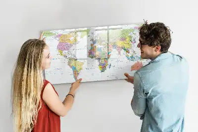 Mapa světa popisovatelná magnetická tabule