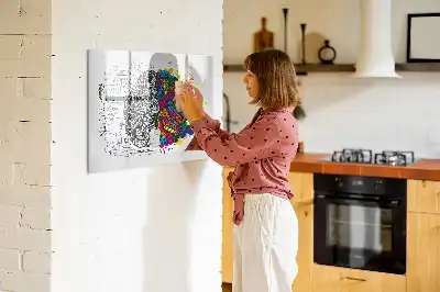 Magnetická popisovatelná tabule s motivem abstrakce mozku