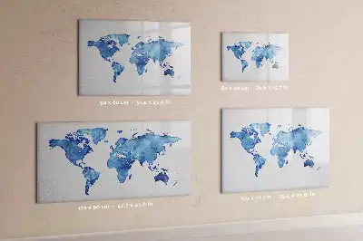 Akvarelová mapa světa popisovatelná magnetická tabule