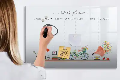 Magnetická kreslící tabule týdenní plánovač