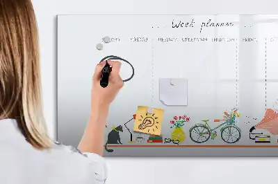 Magnetická kreslící tabule týdenní plánovač